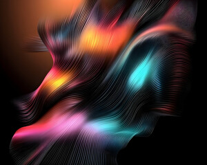Abstract flowing light forms against a dark background for artistic displays, presentations, or conceptual graphic designs