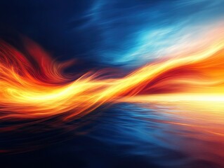 Abstract Energy Flow: A Dynamic Fusion of Warm and Cool Tones in Digital Art