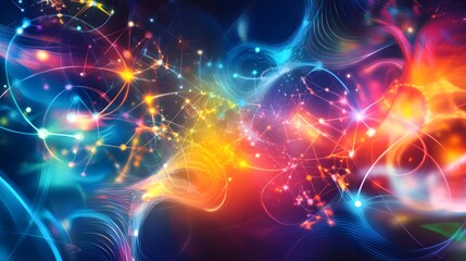 Obraz premium Abstract Network Connections Colorful Energy Flow