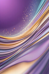 Abstract flowing purple and gold waves with glitter, for backgrounds, presentations, digital arts, and stylish website designs