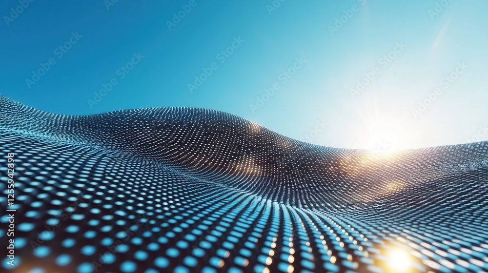 Poster dynamic waves of light and color digital landscape abstract art futuristic environment aerial view v