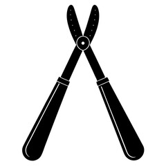 Black silhouette vector of various knives and sharp tools, scissors tool  vector illustration 