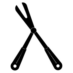 Black silhouette vector of various knives and sharp tools, scissors tool  vector illustration 