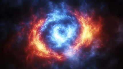 Abstract swirling fiery and icy cosmic nebula