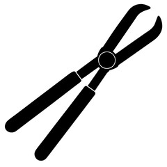 Black silhouette vector of various knives and sharp tools, scissors tool  vector illustration 