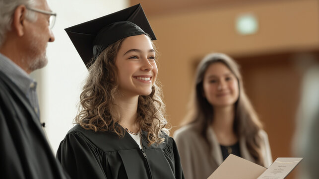 Daughter Receives Scholarship Award with Proud Parents Watching