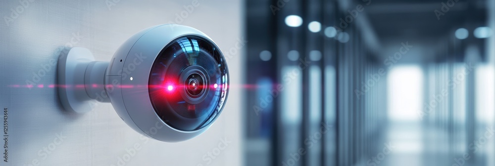 Poster video camera with motion detection features in a modern office setting