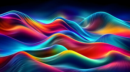 Abstract flowing wave pattern in vibrant colors for a tech background or modern design project, with dark, blurred background elements