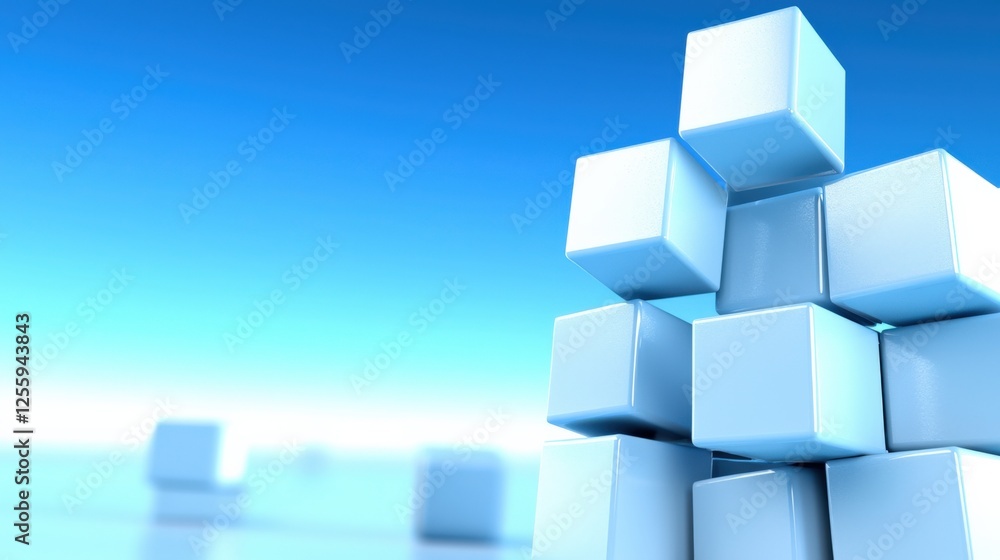 Poster building blocks of creativity abstract arrangement of cubes in a minimalist setting digital art calm