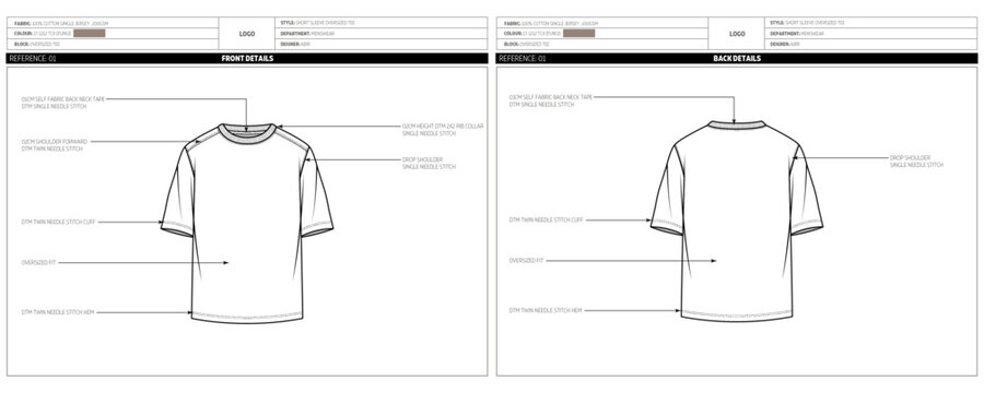 Men's Crew Neck Short Sleeve Oversized T-shirt Technical Tech pack.