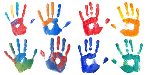 Colorful Handprints Art for Creative and Fun Children's Activities, isolated on transparent background