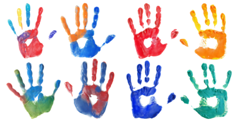 Colorful Handprints Art for Creative and Fun Children's Activities, isolated on transparent background
