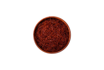 Red thin hot chili threads on a dark background
