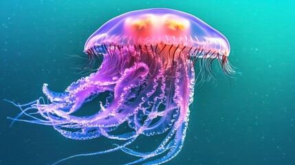 Colorful Jellyfish In Ocean Depths