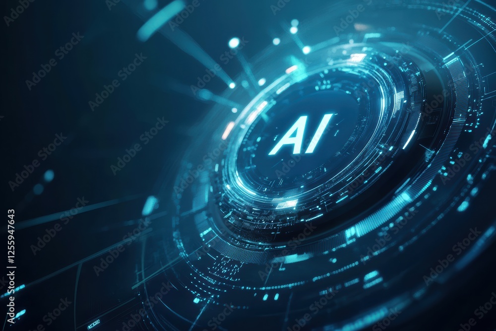 Poster exploring the future of artificial intelligence through graphic visuals and layouts