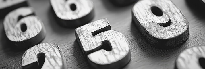 Wooden numbers on table, math concept, education background