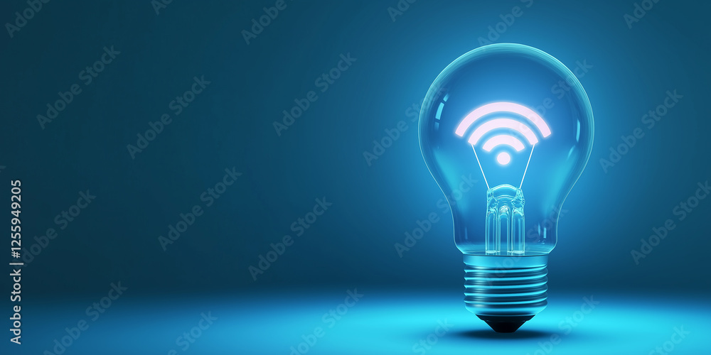 Aufkleber Light bulb with wifi symbol is showing wireless network availability