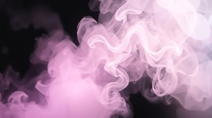 Fototapeta premium Abstract pink smoke swirling gracefully against a dark background, creating a mystical atmosphere
