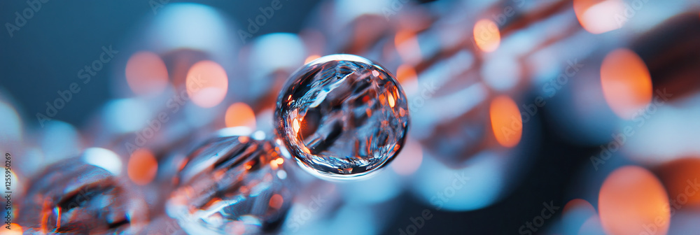 Poster abstract image of translucent spheres with orange backlighting