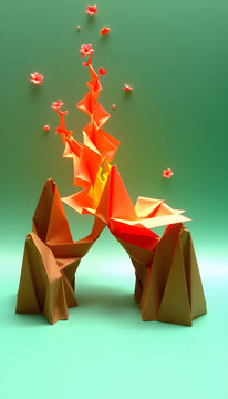 Explosion einer Seemine, origami. with white shades