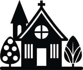 Easter Day House silhouette vector design