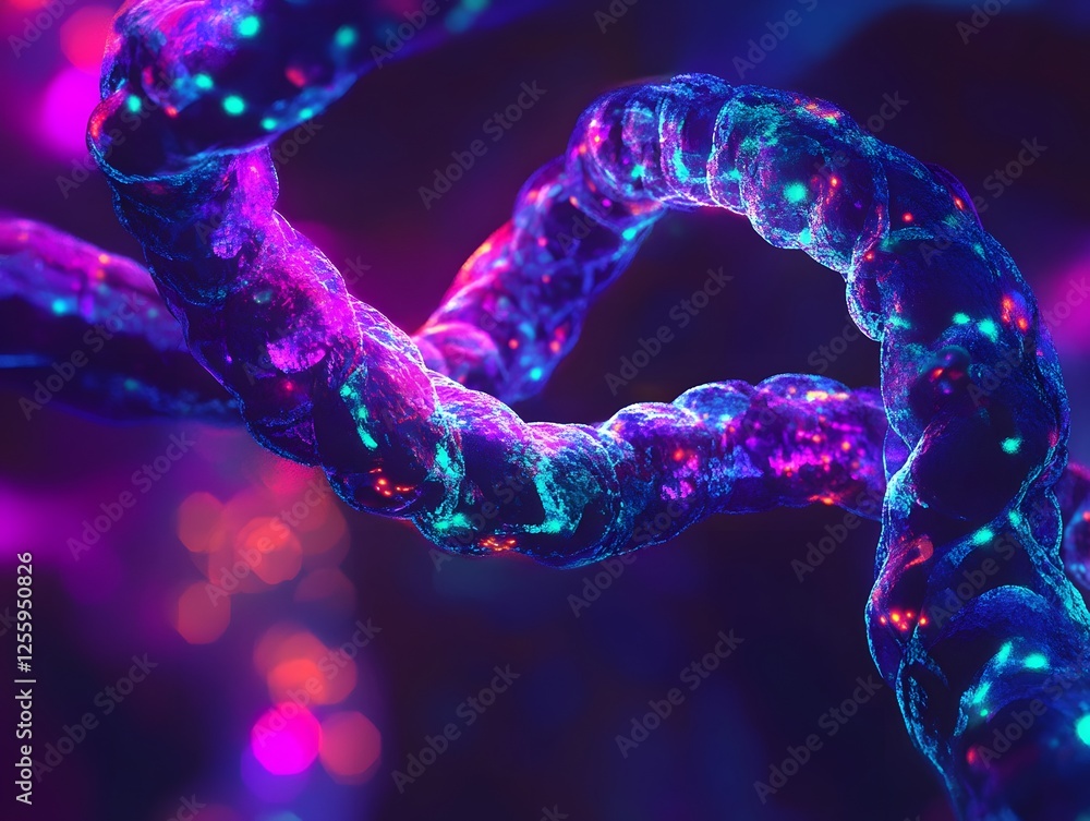 Poster stunning abstract representation of colorful digital dna helix