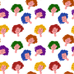 Colorful Smiling Faces Vector Pattern