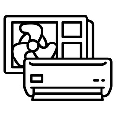 air conditioner vector icon. home appliance icon line style. perfect use for logo, presentation, website, and more. modern icon design outline style