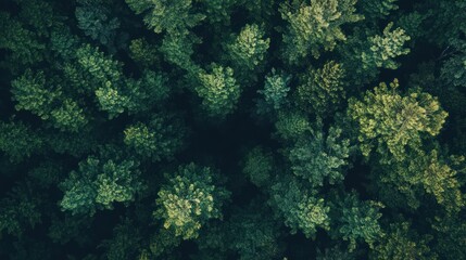 Obraz premium Aerial View of a Dense Green Forest Canopy, Captivating Natural Beauty