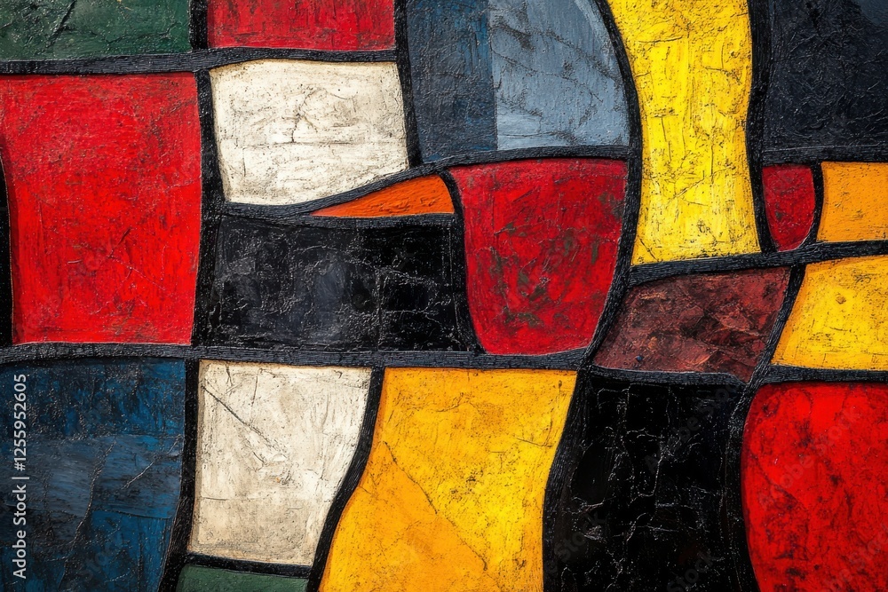 Poster abstract artwork featuring bold colors and geometric shapes in a modern art style