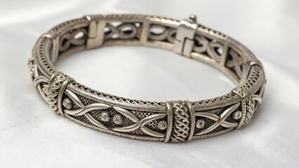 Silver Bracelet on White Background