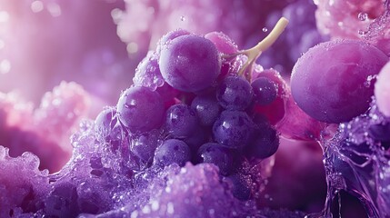 Luscious Purple Grapes with Water Droplets in a Dreamy Aesthetic