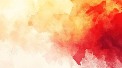 Obraz premium Abstract red and yellow watercolor background with copy space, sunset colors.