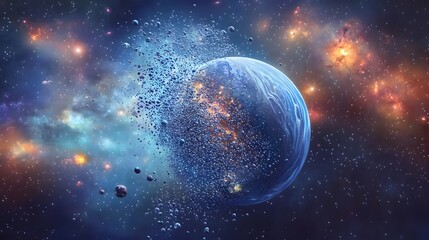 Celestial Body Disintegration Cosmic Debris Field