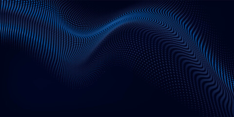 Dot white blue wave light screen gradient texture background. Abstract technology big data digital background.