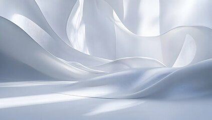 Obraz premium Soft White Abstract Fabric with Smooth Flowing Texture and Gentle Light