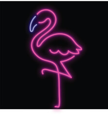 Obraz premium Pink Flamingo with Neon Lights