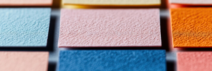 Array of Pastel-Colored Textured Paper Samples