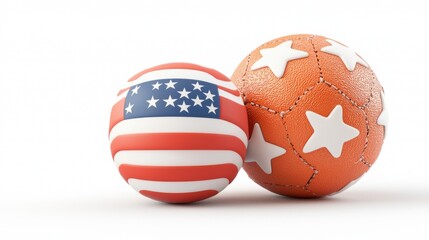 Obraz premium Patriotic and Textured Spheres on White Background