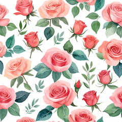 Set of watercolor roses, white background, vector illustration. Perfect for wedding, cards, posters, flyers.	
