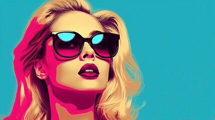 Retro Pop Art Portrait Blonde Woman