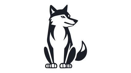 Obraz premium vector illustration of wolf, simple wolf shape illustration, sitting happy wolf illustration shape
