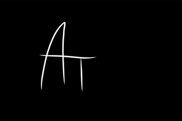 Initial Letter AT Logo in doodle style, Handwritten and Signature in combined style for Business Names with AT Alphabet