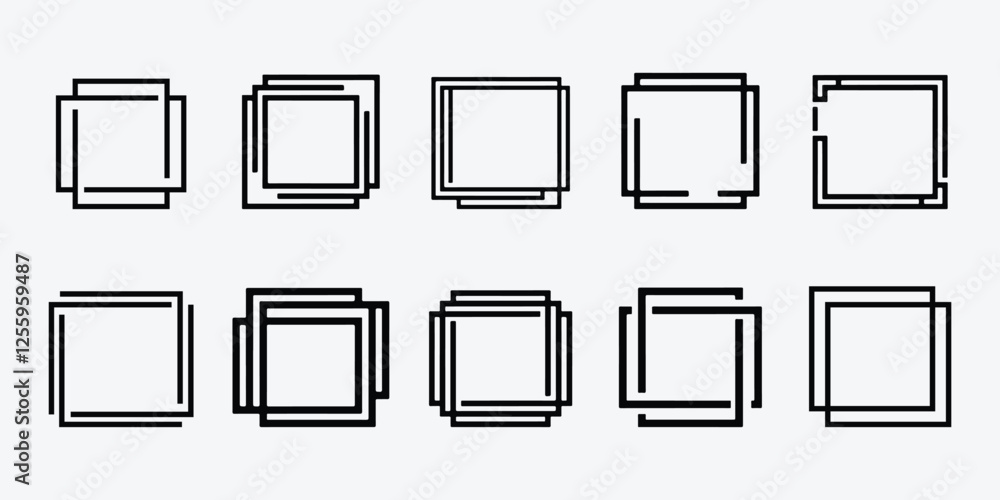 Poster modern geometric square frames. geometric frame patterns. creative geometric square shapes.