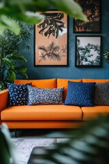 Orange Couch Living Room