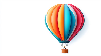 Naklejka premium Colorful hot air balloon floating on white background: freedom and adventure concept
