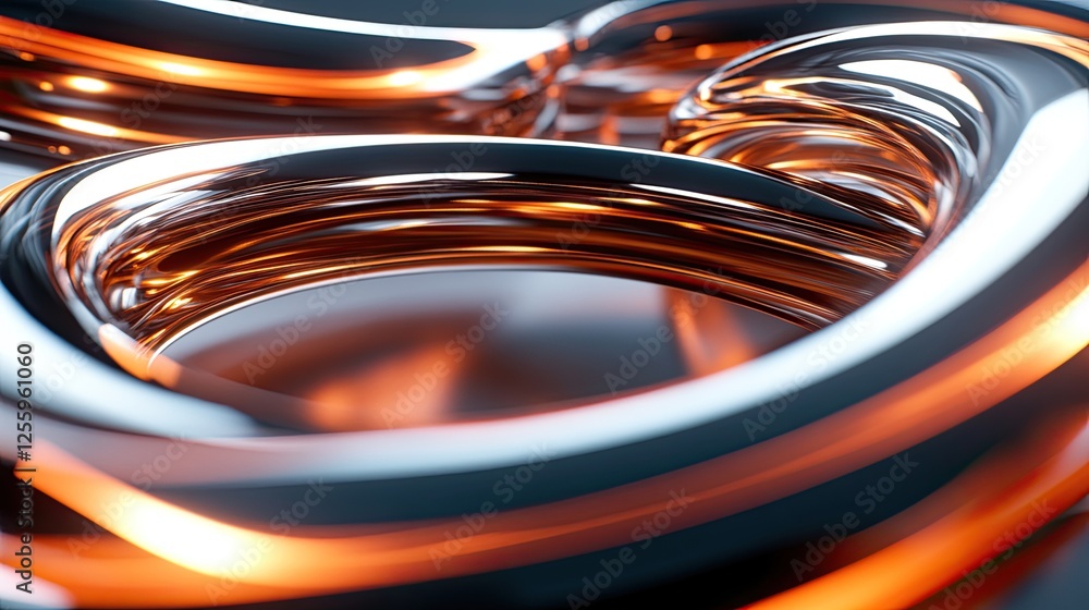 Poster dynamic 3d layers of flowing shapes intertwining and creating movement in a digital, futuristic sett