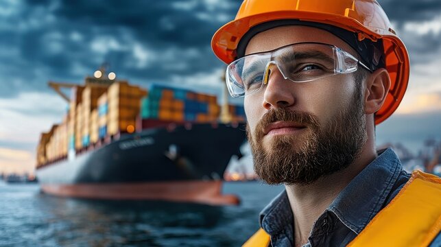 Lone Crew Member on Vast Container Vessel