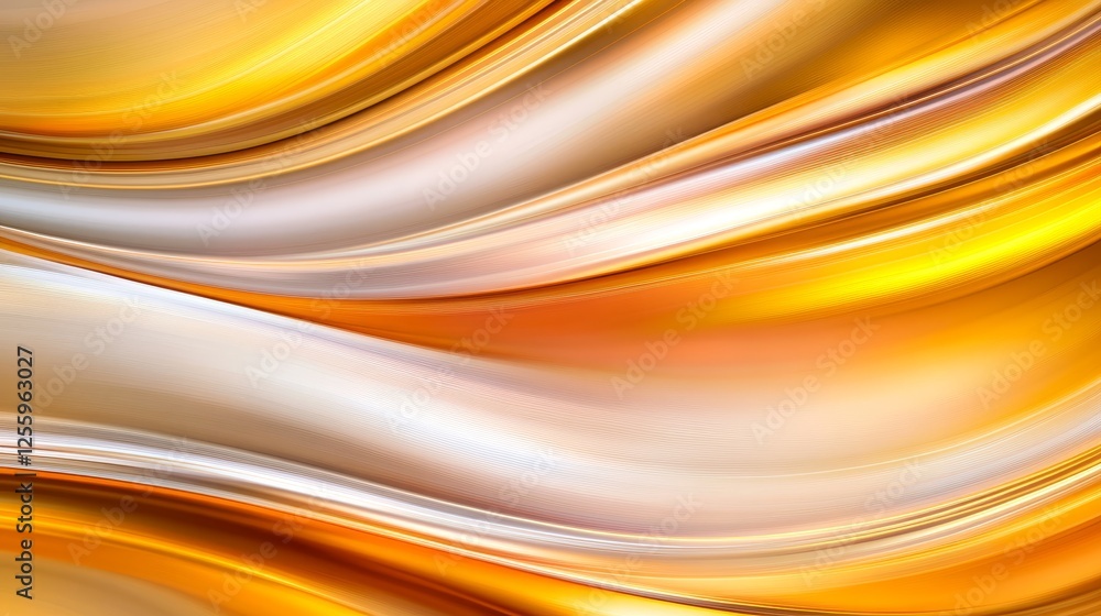 Poster abstract wavy pattern in shades of gold and orange, creating a warm and inviting atmosphere