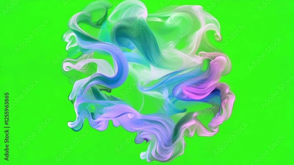 Poster pulsating waves of gas appearing to dance rhythmically in an endless loop. green screen chromakey